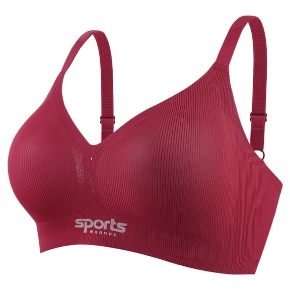 khonts,Women's Push up Ribber Thin Bras Soft Support Seamless Bra Comfortable Wireless Comfy Sport Yoga Bralettes Wine XXXXXL