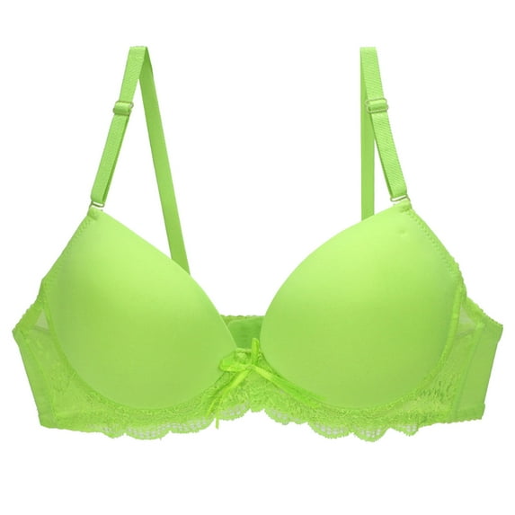 khonts,Women's Push up Underwire Lift Bras Supportive Soft Thin Pad Solid Color Bra Lace Everyday Spaghetti Strap Bralettes Green 80B