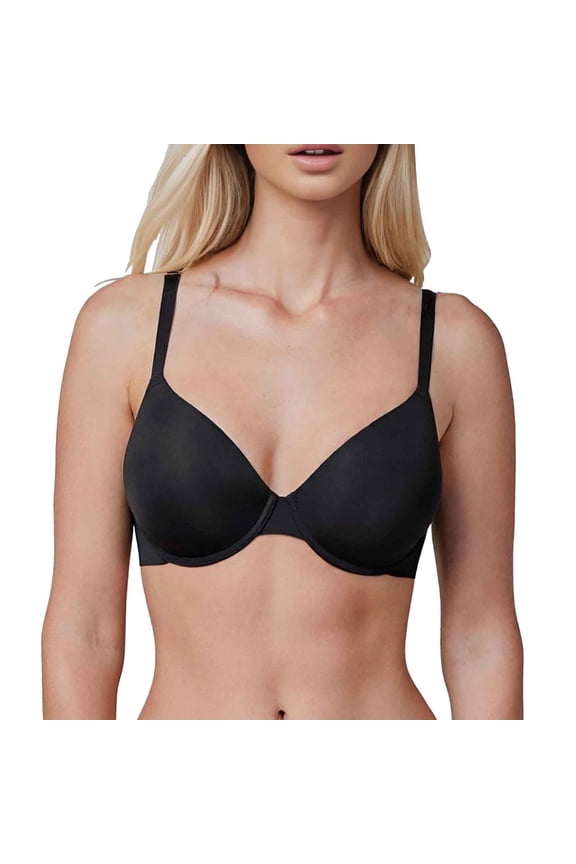 ,Women's Seamless Spaghetti Strap Bra Soft Underwire for Small Breathable Outward Expanding Bralettes Black L