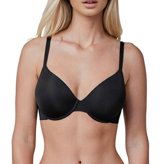 khonts,Women's Seamless Spaghetti Strap Bra Soft Underwire for Small Breathable Outward Expanding Bralettes Black L