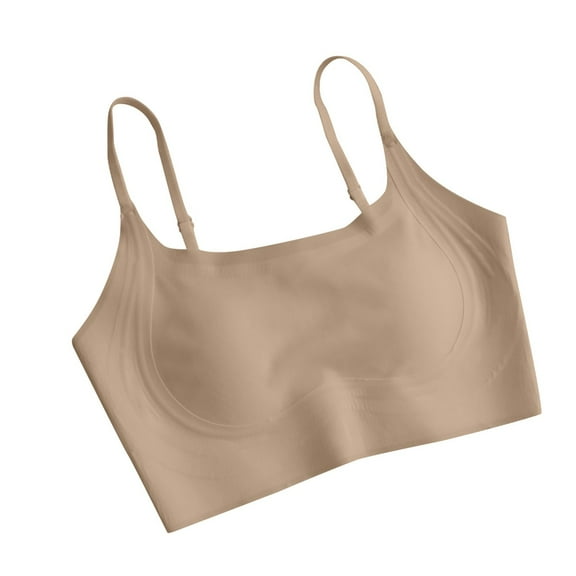 khonts,Women's Seamless Spaghetti Strap Pull on Bras Wireless Comfortable Breathable Smooth Everyday Sleep Bralettes Brown M