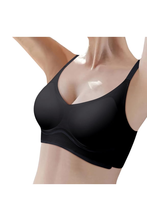 ,Women's Seamless Supportive Push up Bras Wireless Padded Lush Bra Soft Comfortable T Shirt Everyday Bralettes Black M
