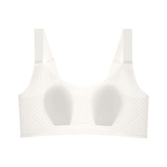 khonts,Women's Seamless Thin Pad Bras Wireless Comfort Backless Bra Soft Smoothing Breathable Leisure Bralettes White XXL