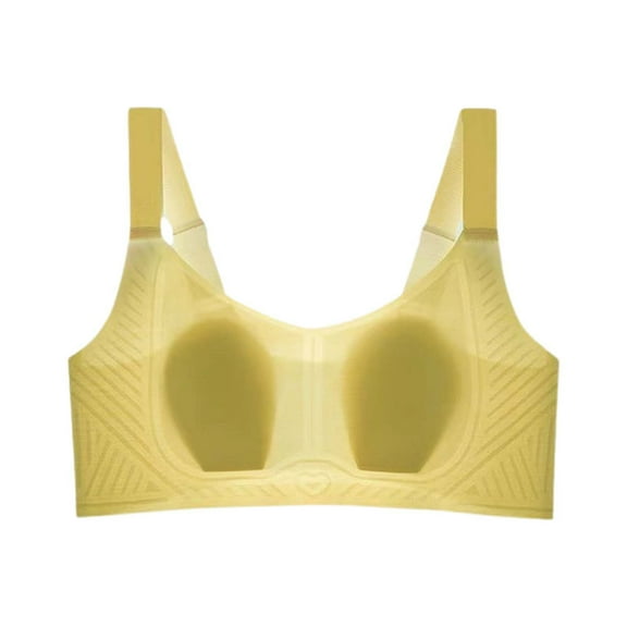 khonts,Women's Seamless Thin Pad Bras Wireless Comfort Backless Bra Soft Smoothing Breathable Leisure Bralettes Yellow XXXL