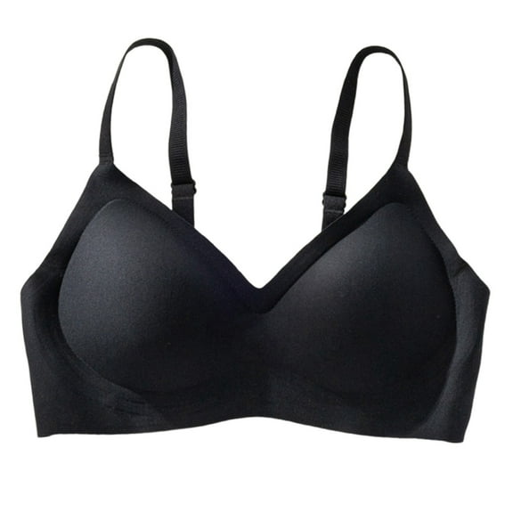 khonts,Women's Seamless Thin Strap Bra Wireless Push up Soft Bras Support Full Coverage Bralettes Black XXL