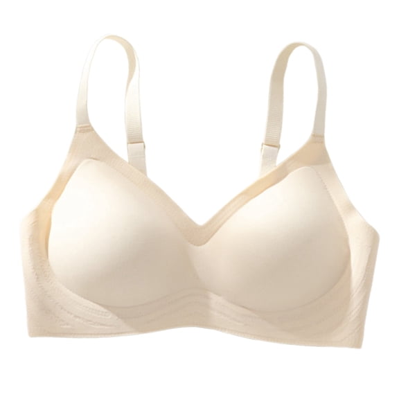 khonts,Women's Seamless Thin Strap Bra Wireless Push up Soft Bras Support Full Coverage Bralettes White XXL