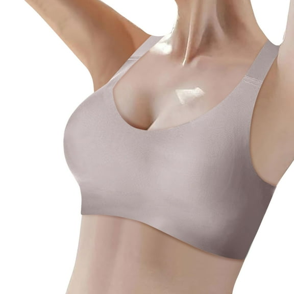 khonts,Women's Seamless Wireless Smoothing Bras Full Coverage Supportive Bras Padded T Shirt Comfort Bralettes Silver M