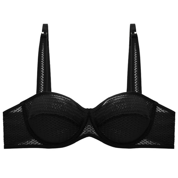 khonts,Women's Sexy Demi Bra Thin Pad Pure Desire Breathable Bras High Support Classic Natural Lift and Comfort Bra Black 36