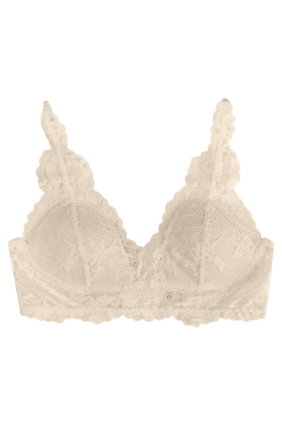 ,Women's Sexy Lace Bra Underwire See Through Bra Sheer Plunge Low Cut Bralettes Beige 36