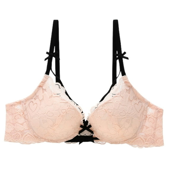 khonts,Women's Sexy Lace Underwire Bralettes Gathering Push up Bras Everyday Comfort Support Bra Pink 36