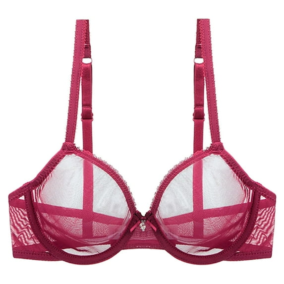 khonts,Women's Sexy Sheer See Through Bras Unlined Underwire Lace Mesh Non-padded Ultra Thin Clear Bralette M-34