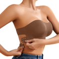 thumbnail image 1 of khonts,Women's Side Hook Closure Seamless Bra Strapless Push up Criss Cross Bras Gathering Padded Wireless Bralettes Brown M, 1 of 6
