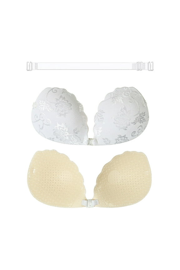 ,Women's Silicone Sticky Bra Cups Invisible Strapless Bralettes Push up Self Adhesive Pads Sticky for Backless Dress White XL