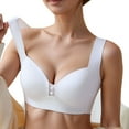 thumbnail image 1 of khonts,Women's Soft Seamless V-Neck Bras Double Pad Push up Wireless Sports Bra Full Coverage Supportive Bralettes White 38/85C, 1 of 4