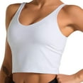 thumbnail image 1 of khonts,Women's Sports Bras Longline Padded Crop Tank Tops Yoga Bras Workout Fitness Tops White S, 1 of 2