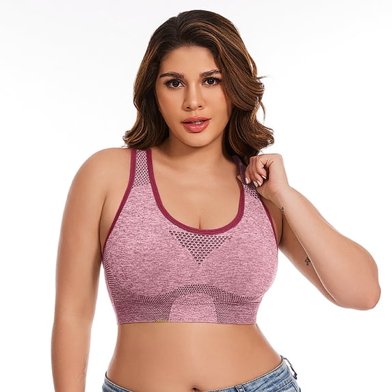khonts,Women's Sports Seamless Racerback Bra Moderate Support Oversized Full Coverage Moisture Wick Bralettes XXXL