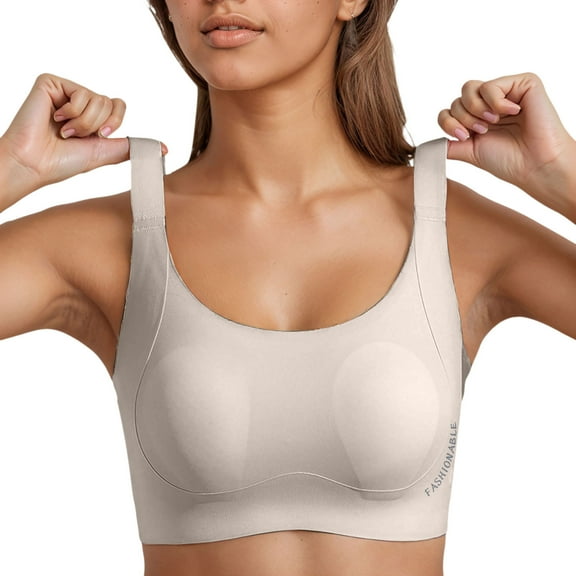 khonts,Women's Sports Supports Bras U Back Padded Low Impact Yoga Bra Workout Padded Push up Bralettes Light Gray M