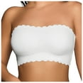 thumbnail image 1 of khonts,Women's Strapless Front Closure Seamless Bras Non- Comfortable Bandeau Soft Top Waving Edge Padded Bralettes White M, 1 of 9