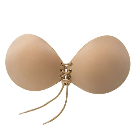 khonts,Women's Strapless Push up Adjustable Invisible Backless Sticky Silicone Reusable Adhesive Bras Beige A