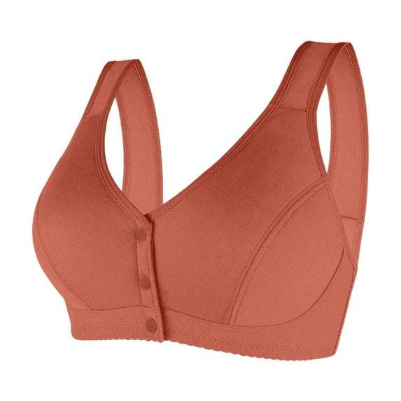 khonts,Women's Stretch Wireless Bras Front Closure Full Coverage Workout Bra Wireless Soft Comfy Bralettes Orange 44