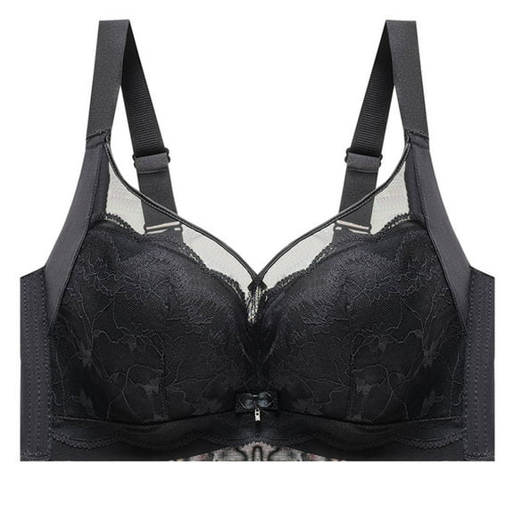 khonts,Women's Thin Pad Supportive Bras Push up Mesh Lace Bra Lift Gathering Sexy Leisure Bralettes Black 36