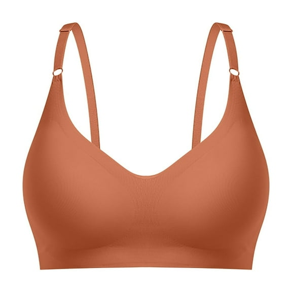 khonts,Women's Ultimate Comfort Wireless Sports Bras Seamless Adjustable Fitness Bralettes with Breathable Cups Brown M