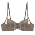 thumbnail image 1 of khonts Women's Underwire Sheer Bras See Through Demi Bra Push up Lush Lifting Bralettes Coffee 32, 1 of 2