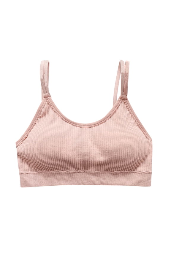 ,Women's V Neck Tube Top Bra Padded Camisole Bra Seamless Bralettes Pink One Size