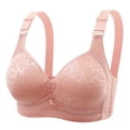 thumbnail image 1 of khonts,Women's Wireless Full Coverage Bras Large Oversized Push up Support Adjustable Strap Bralettes with Floral Decor Pink 46, 1 of 2
