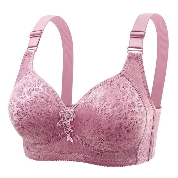 khonts,Women's Wireless Full Coverage Bras Large Oversized Push up Support Adjustable Strap Bralettes with Floral Decor Purple 44