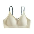 thumbnail image 1 of khonts,Women's Wireless Plunge Sheer Gathering Bras Lace Wireless Push up Bra Seamless Full Coverage Adjustable Strap Bralettes Beige M, 1 of 6