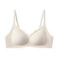 thumbnail image 1 of khonts,Women's Wireless Scalloped Support Bras No Underwire Seamless Comfort Bra Lift Padded T Shirt Bralettes Beige S, 1 of 9