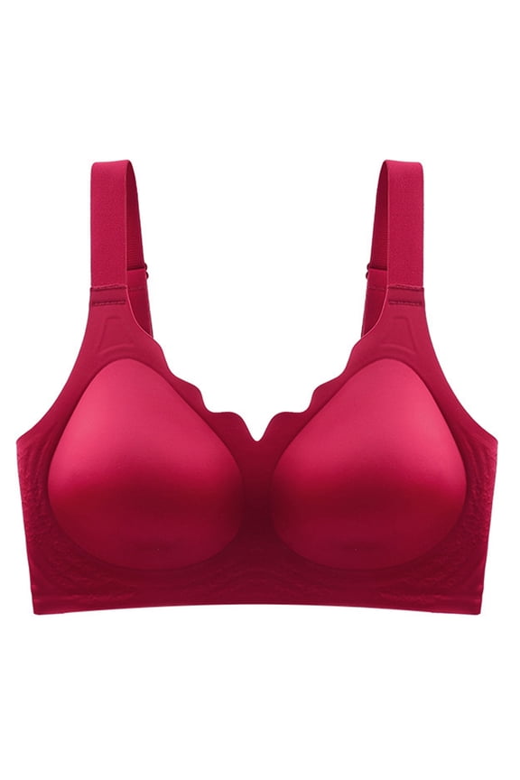 ,Women's Wireless Seamless Bra Push up Full Coverage Bras Soft Smoothing Bralettes Everyday Red XL