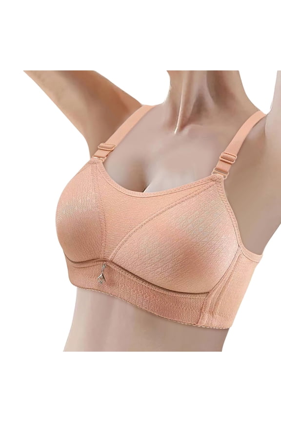 ,Women's Wireless Supportive Bras Padded Push up Lightweight Bra Gathering Everyday T Shirts Bralettes Khaki 40