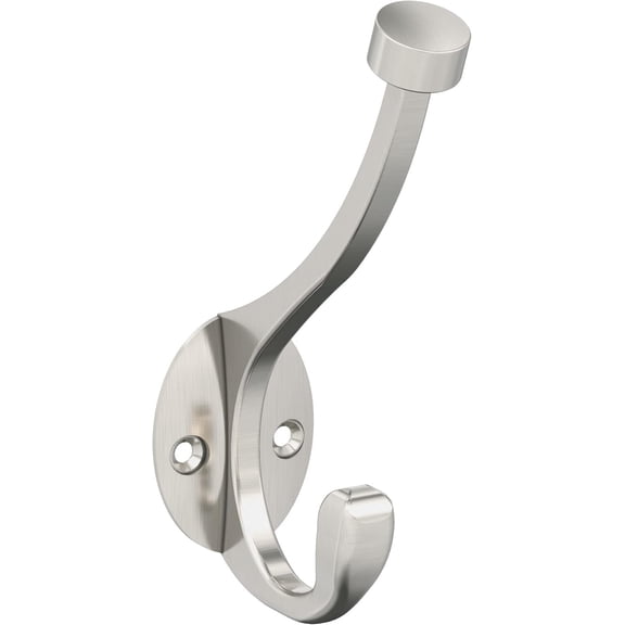 khtumeware 5 Pack Adare Double Prong Decorative Modern Wall Hook | Brushed Satin Nickel Hook for Coats, Hats, Backpacks, Bags | Hooks for Bathroom, Bedroom, Closet, Entryway, Laundry Room, Office