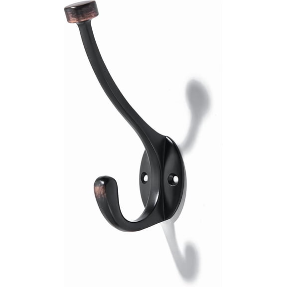 khtumeware 5 Pack Adare Double Prong Decorative Modern Decor Wall Hook | Oil Rubbed Bronze Hook for Coats, Hats, Backpacks, Bags | Hooks for Bathroom, Bedroom, Closet, Entryway, Laundry Room, Office