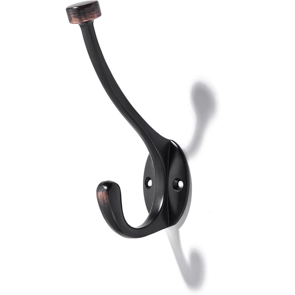 khtumeware 5 Pack Adare Double Prong Decorative Modern Decor Wall Hook | Oil Rubbed Bronze Hook for Coats, Hats, Backpacks, Bags | Hooks for Bathroom, Bedroom, Closet, Entryway, Laundry Room, Office