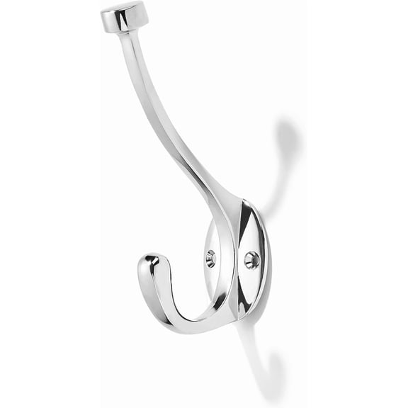 khtumeware 5 Pack Adare Double Prong Decorative Modern Decor Wall Hook | Polished Chrome Hook for Coats, Hats, Backpacks, Bags | Hooks for Bathroom, Bedroom, Closet, Entryway, Laundry Room, Office