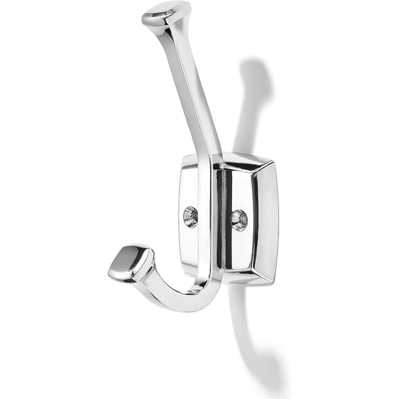 khtumeware 5 Pack Double Prong Decorative Modern Traditional Wall Hook | Polished Chrome Hook for Coats, Hats, Backpacks, Bags | Hooks for Bathroom, Bedroom, Closet, Entryway, Laundry Room, Office