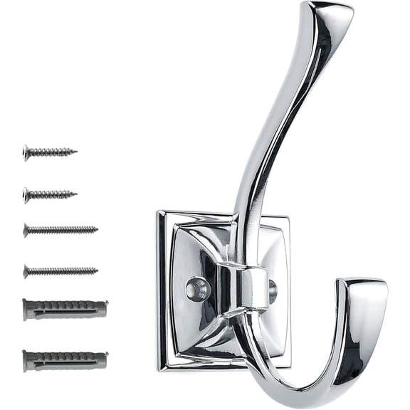Khtumeware Wall Hooks,5 Pack Coat Hooks Hardware Towel Hooks for Hanging Coats Polished Chrome Robe Hooks Wall Mounted with Screws for Key, Towel, Bags, Cup.
