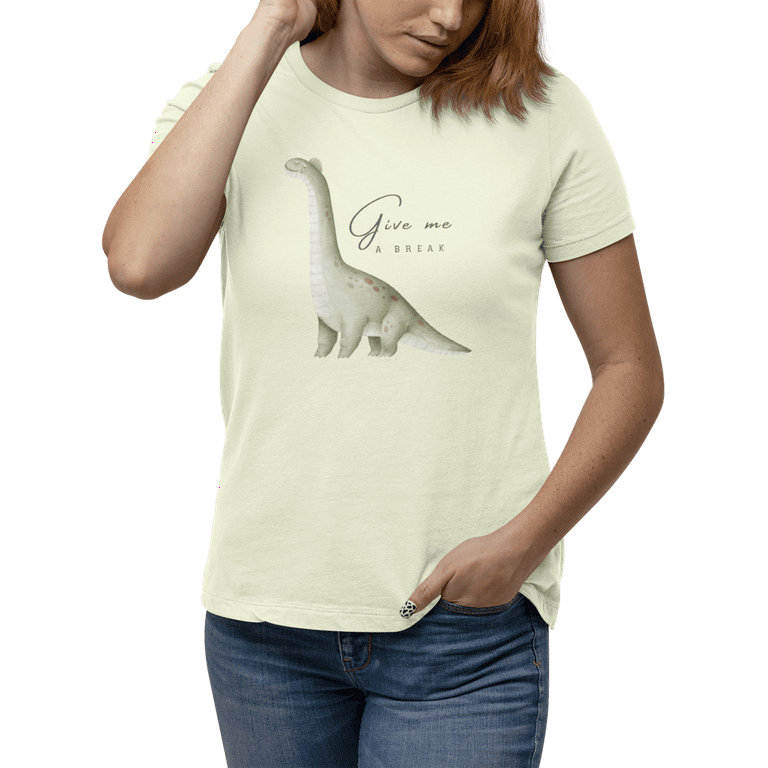 kiMaran Dinosaur with Give Me a Break Message T Shirt Unisex Short Sleeve Tee Citron L