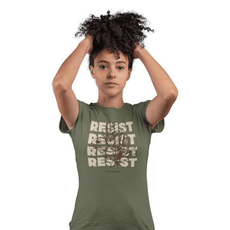 kiMaran Gaming Art like The Last of Us RESIST T-Shirt RESIST AND SURVIVE  Butterfly Mushroom Skull Unisex Short Sleeve Tee (Military Green M)