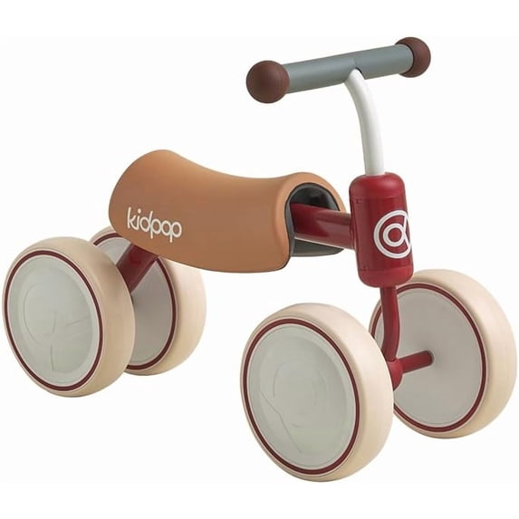 Kidpop Big Bee 4-Wheel Baby Balance Bike and Toddler Ride-On Toy for Indoor Outdoor, 8 to 18 Months, Red