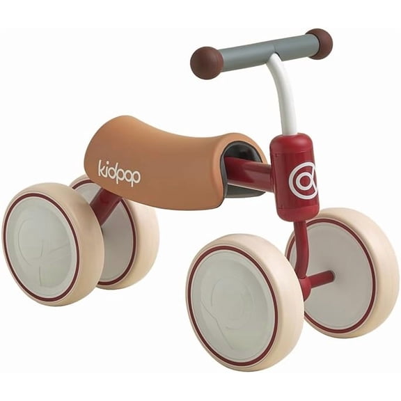 Kidpop Big Bee 4-Wheel Baby Balance Bike and Toddler Ride-On Toy for Indoor Outdoor, 8 to 18 Months, Red