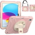 thumbnail image 1 of kids Case for iPad (A16) 11th Generation 11 Inch (2025), iPad 10th Generation 10.9 Inch (2022) Case, Military Grade Drop Protection with Hand/Shoulder Strap Rotating Stand Pencil Holder, Rosegold, 1 of 6