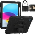 thumbnail image 1 of kids Case for iPad (A16) 11th Generation 11 Inch (2025), iPad 10th Generation 10.9 Inch (2022) Case, Military Grade Drop Protection with Hand/Shoulder Strap Rotating Stand Pencil Holder, Black, 1 of 6