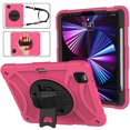 thumbnail image 1 of kids Case for iPad Pro 11(2022/2021/2020/2018)/ iPad Air 5/4th Gen Case 10.9 inch (2022/2020), Military Grade Drop Protection with Hand/Shoulder Strap Rotating Stand Pencil Holder, Rose, 1 of 6