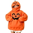 thumbnail image 1 of kids Halloween hoodie, kids Halloween pumpkin hoodie sweatshirt, Long Sleeve Pullover Hooded Top with Front Pocket, Halloween out for kids, 1 of 7