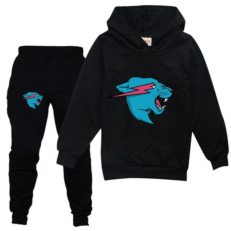 kids Mr beast Hoodie Set Casual Sweatsuit Tops and Pants Piece