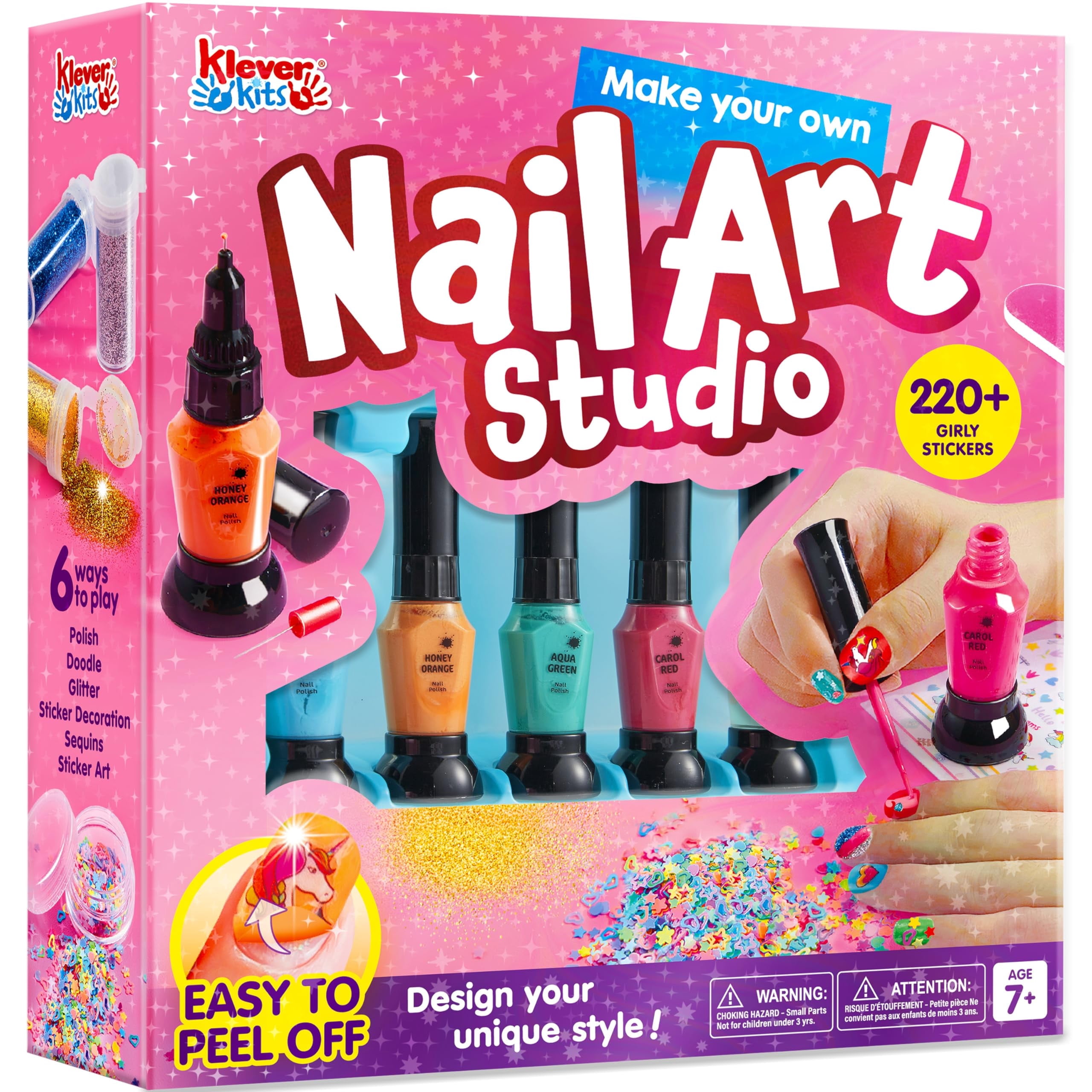 Klever Kits Nail Polish Art Kit for Kids, All-in-One Set for Nail Salon Game Gifts for Girls Aged 7+